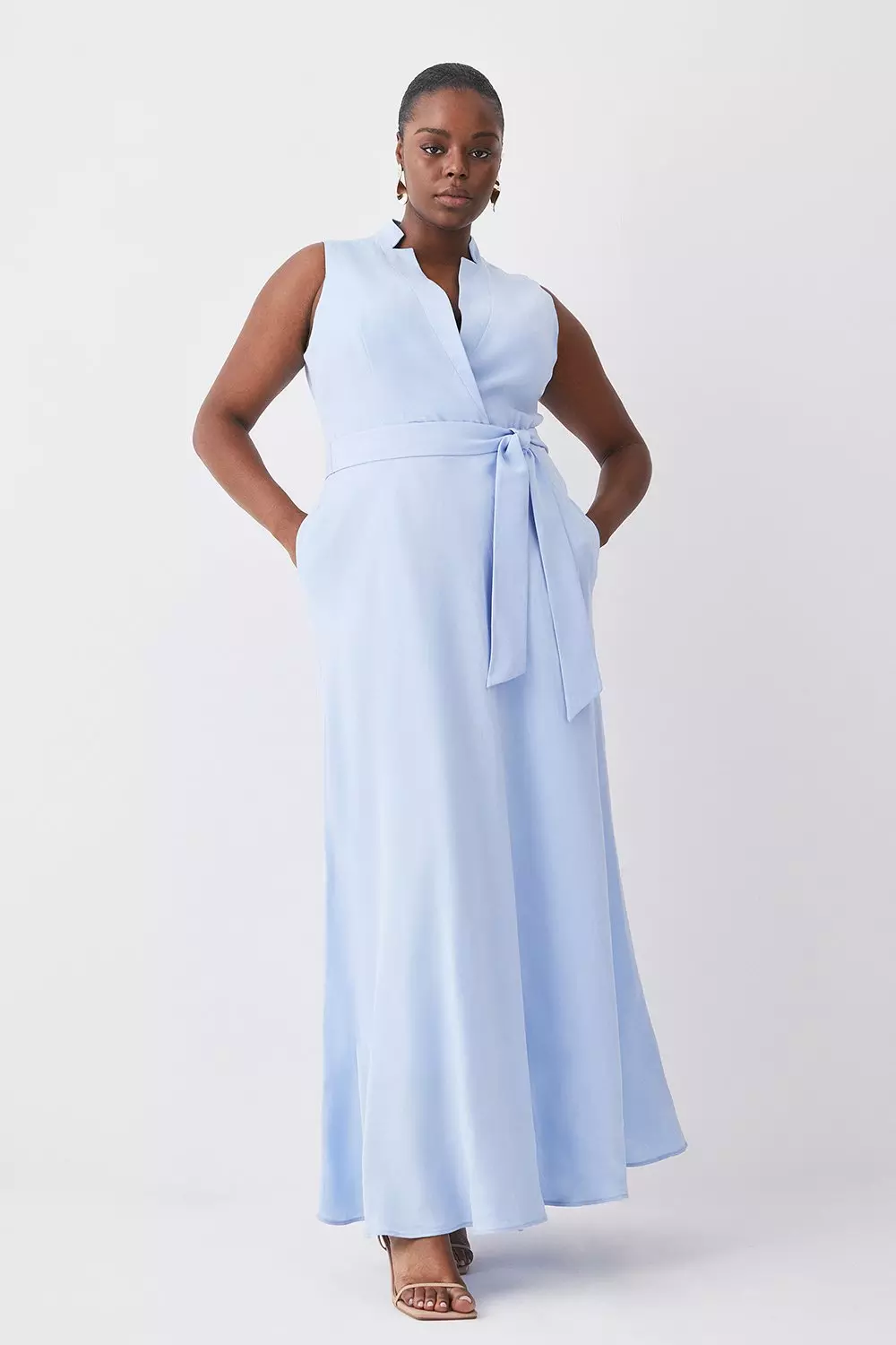 Linen midi wrap dress best sale